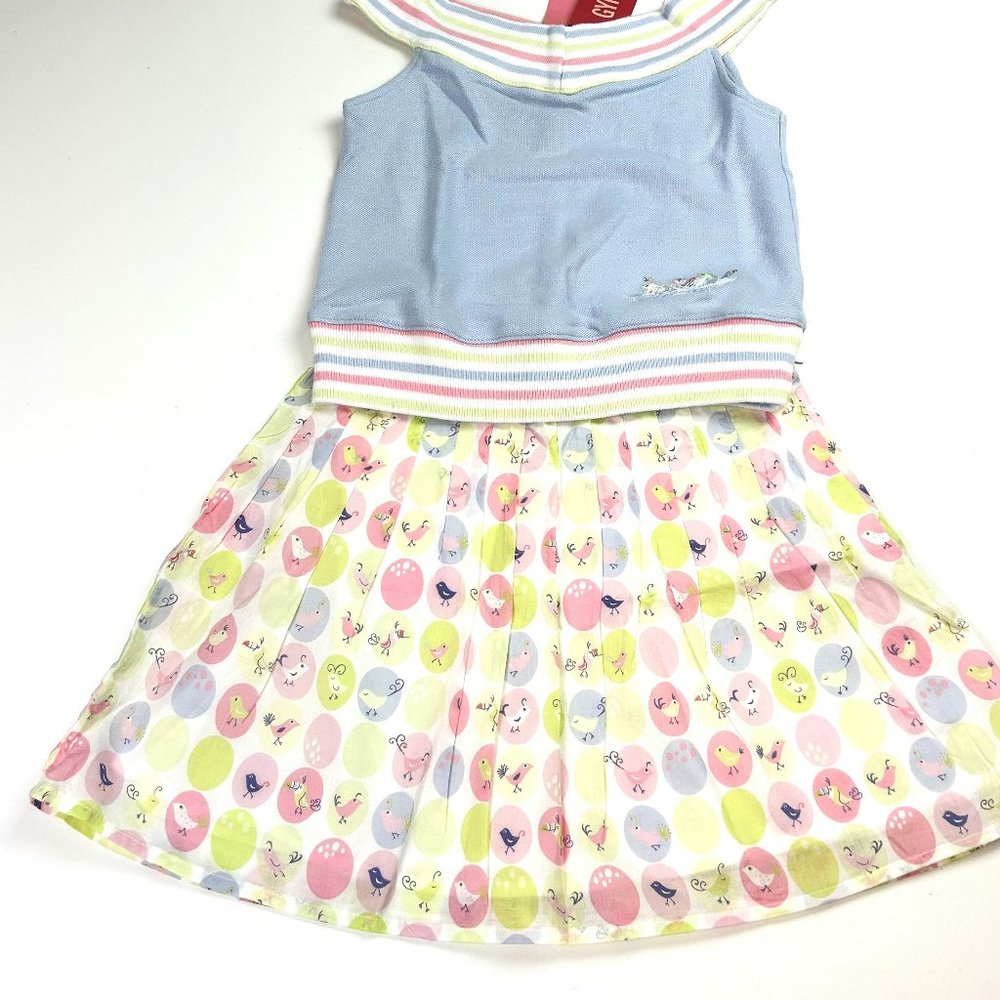 NWT Gymboree Girl Pleated Partridge Skirt & Stripe Collar Partridge Tank Size 4